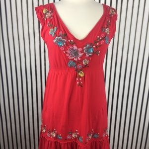 Johnny Was Red Cotton Casual Dress